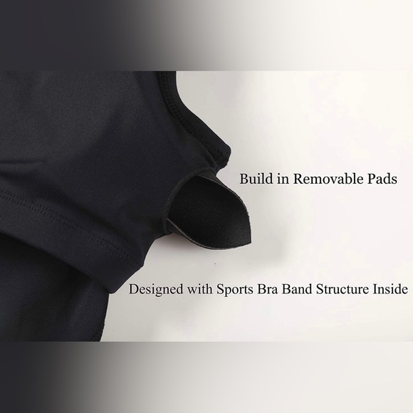 OALKA women’s longline black sports bra padded crop tank yoga workoutTop NWT - Picture 3 of 9